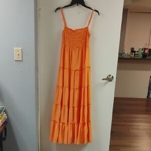 Zenana Outfitters Vibrant Orange Tiered Maxi Dress